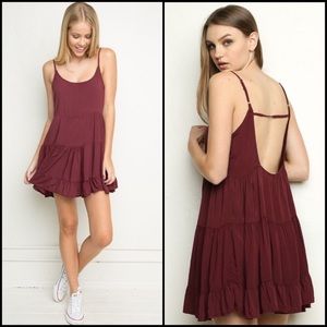 maroon dress with low back by brandy melville